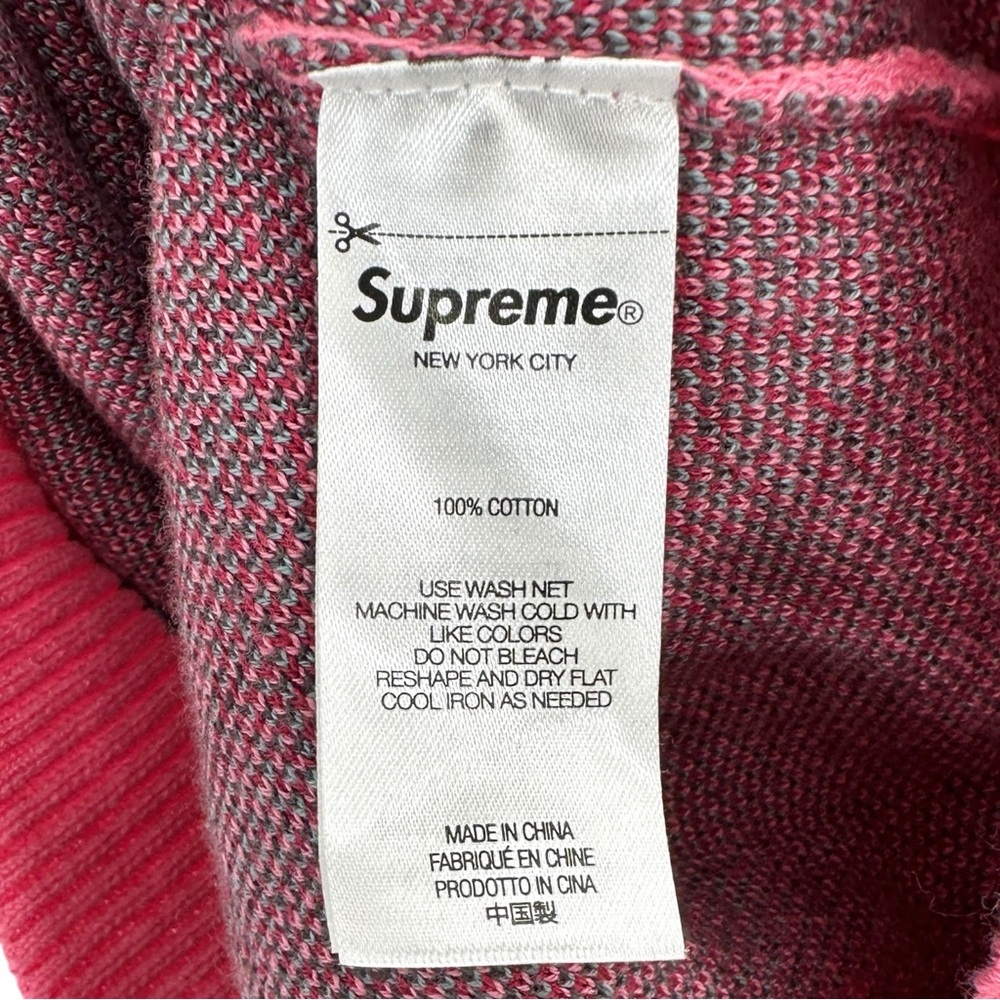 [sold] Supreme FW21 Pink Argyle Polo Quarter Zip Knit Short Sleeve Polo Sweater - Picture 6 of 7